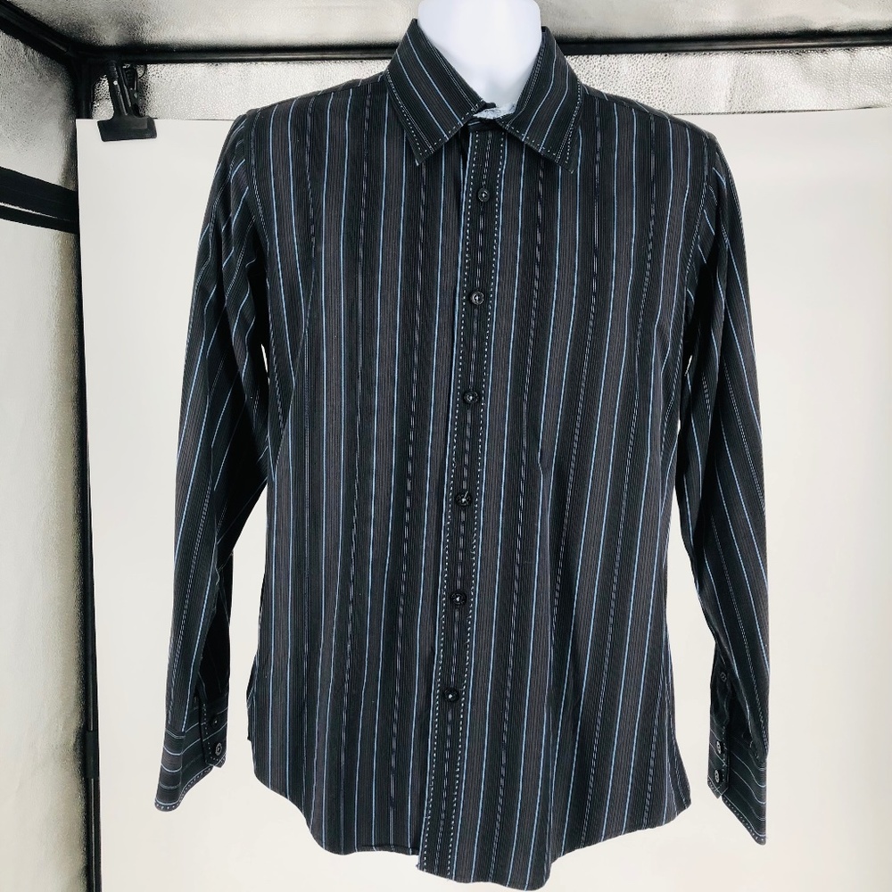7 Diamonds Men's Long Sleeve Striped Button-Up Dress Shirt Size: M